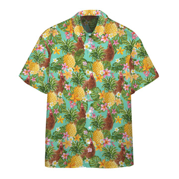 Gearhumans 3D Tropical Chicken Pineapple Custom Short Sleeve Shirts GW0806218 Hawai Shirt Short Sleeve Shirt S 