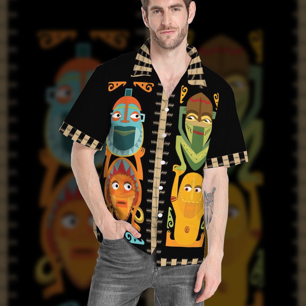 Gearhumans 3D Tropical Hawaiian Polynesian Tiki Totems Custom Hawaii Shirt GO24062114 Hawai Shirt 