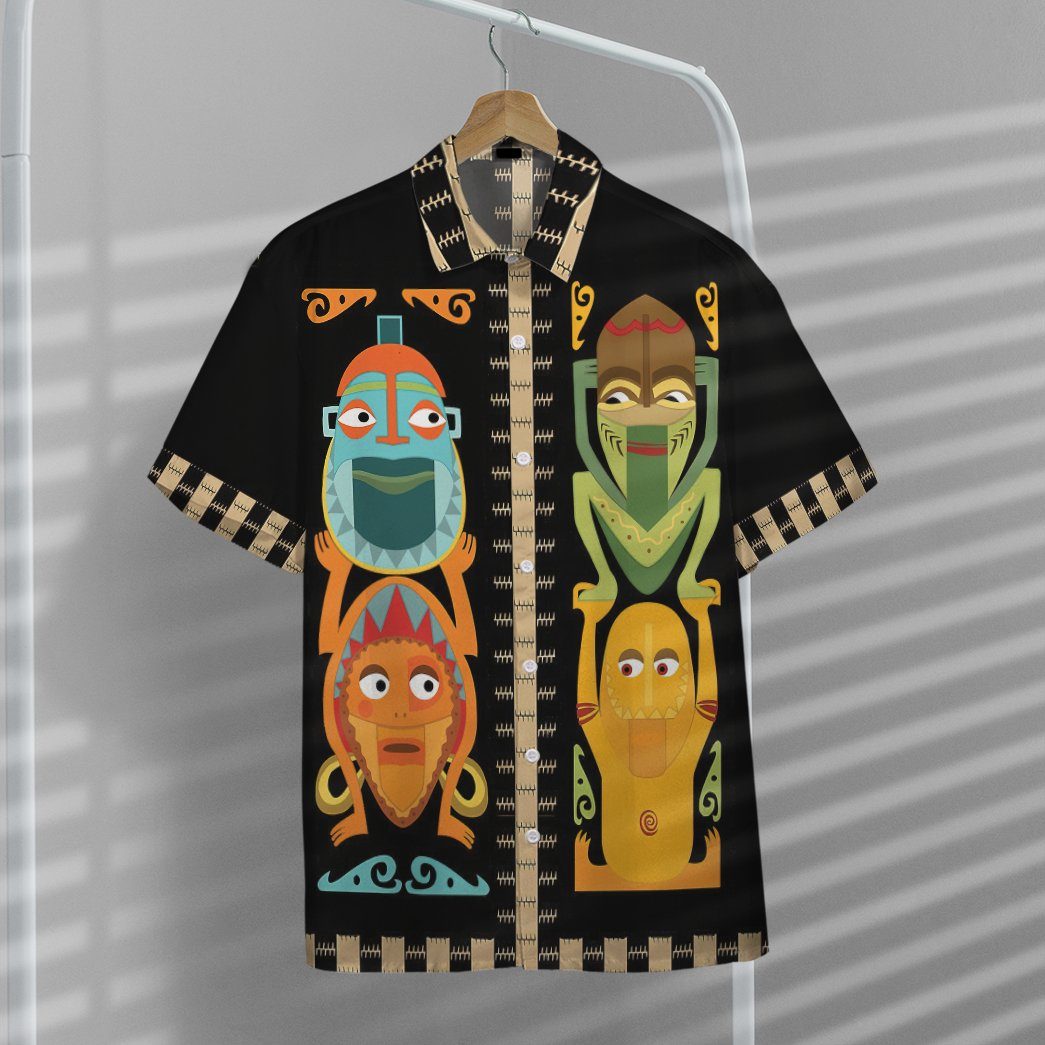 Gearhumans 3D Tropical Hawaiian Polynesian Tiki Totems Custom Hawaii Shirt GO24062114 Hawai Shirt 