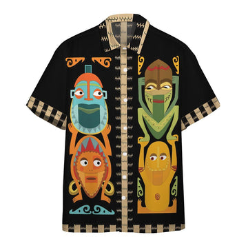 Gearhumans 3D Tropical Hawaiian Polynesian Tiki Totems Custom Hawaii Shirt