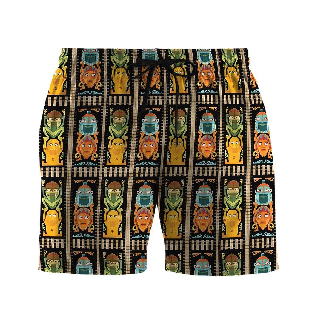 Gearhumans 3D Tropical Hawaiian Polynesian Tiki Totems Custom Hawaii Shirt GO24062114 Hawai Shirt Men Shorts S 