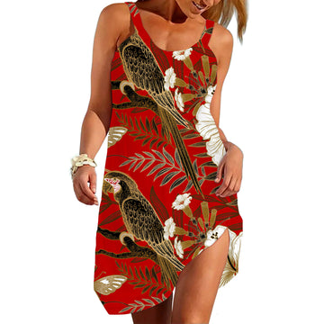 Gearhumans 3D Tropical Parrot Custom Sleeveless Beach Dress