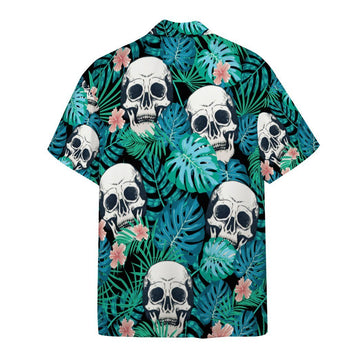 Gearhumans 3D Tropical Skulls Hawaiian Custom Short Sleeve Shirts