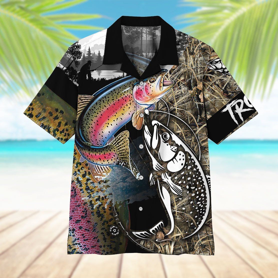 Gearhumans 3D Trout Fish Hawaii Shirt ZZ09046 Hawai Shirt 