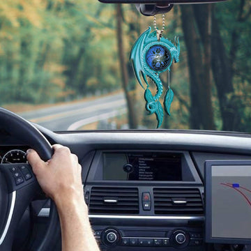 Gearhumans 3D Turquoise Blue Dragon Dreamcatcher Car Hanging