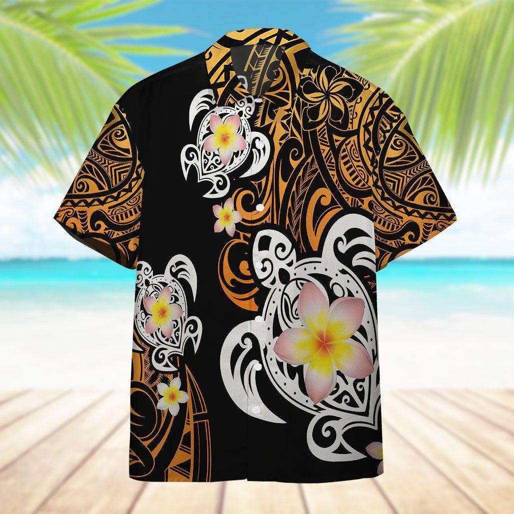 Gearhumans 3D Turtle Plumeria Polynesian Hawaii Shirt ZZ02046 Hawai Shirt 