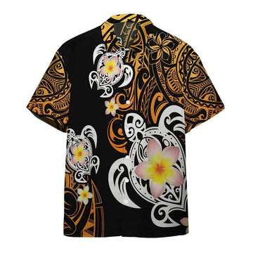 Gearhumans 3D Turtle Plumeria Polynesian Hawaii Shirt ZZ02046 Hawai Shirt Short Sleeve Shirt S 