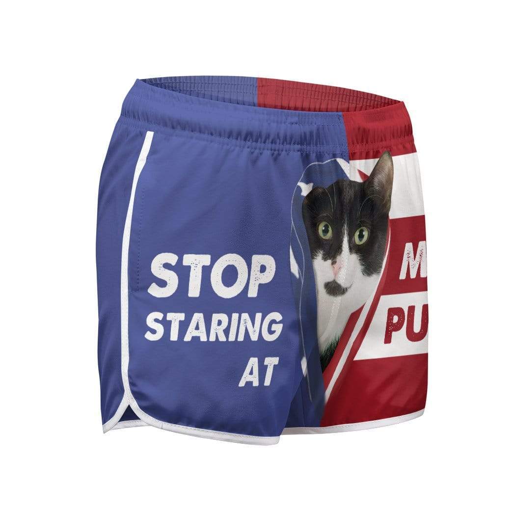 Gearhumans 3D Tuxedo Cat Stop Staring at My Pussy Custom Women Beach Shorts Swim Trunk GV30076 Women Shorts