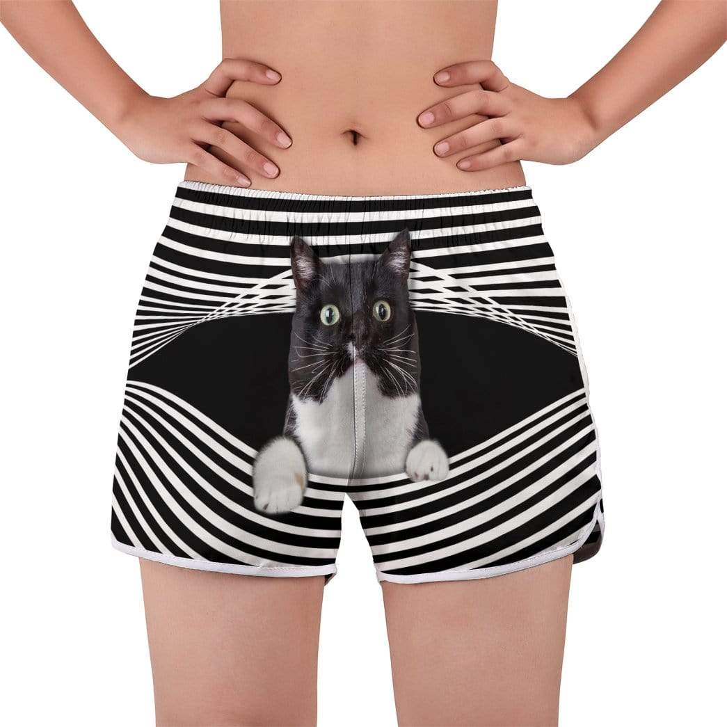 Gearhumans 3D Tuxedo Cat Stripes Custom Women Beach Shorts Swim Trunk GV300711 Women Shorts