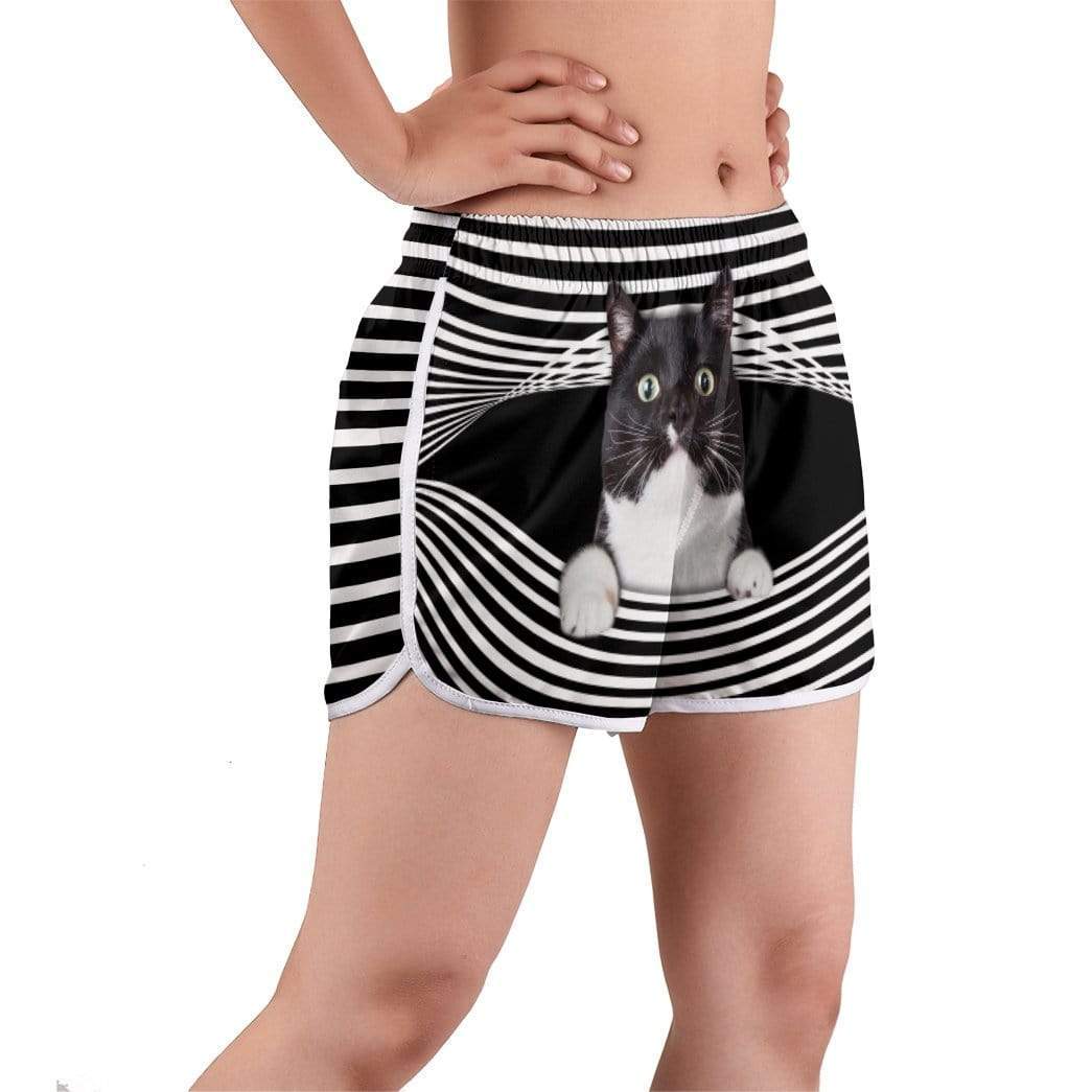 Gearhumans 3D Tuxedo Cat Stripes Custom Women Beach Shorts Swim Trunk GV300711 Women Shorts