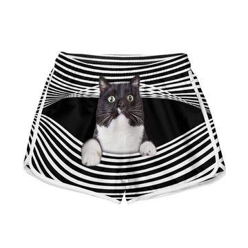 Gearhumans 3D Tuxedo Cat Stripes Custom Women Beach Shorts Swim Trunk GV300711 Women Shorts Women Shorts XS