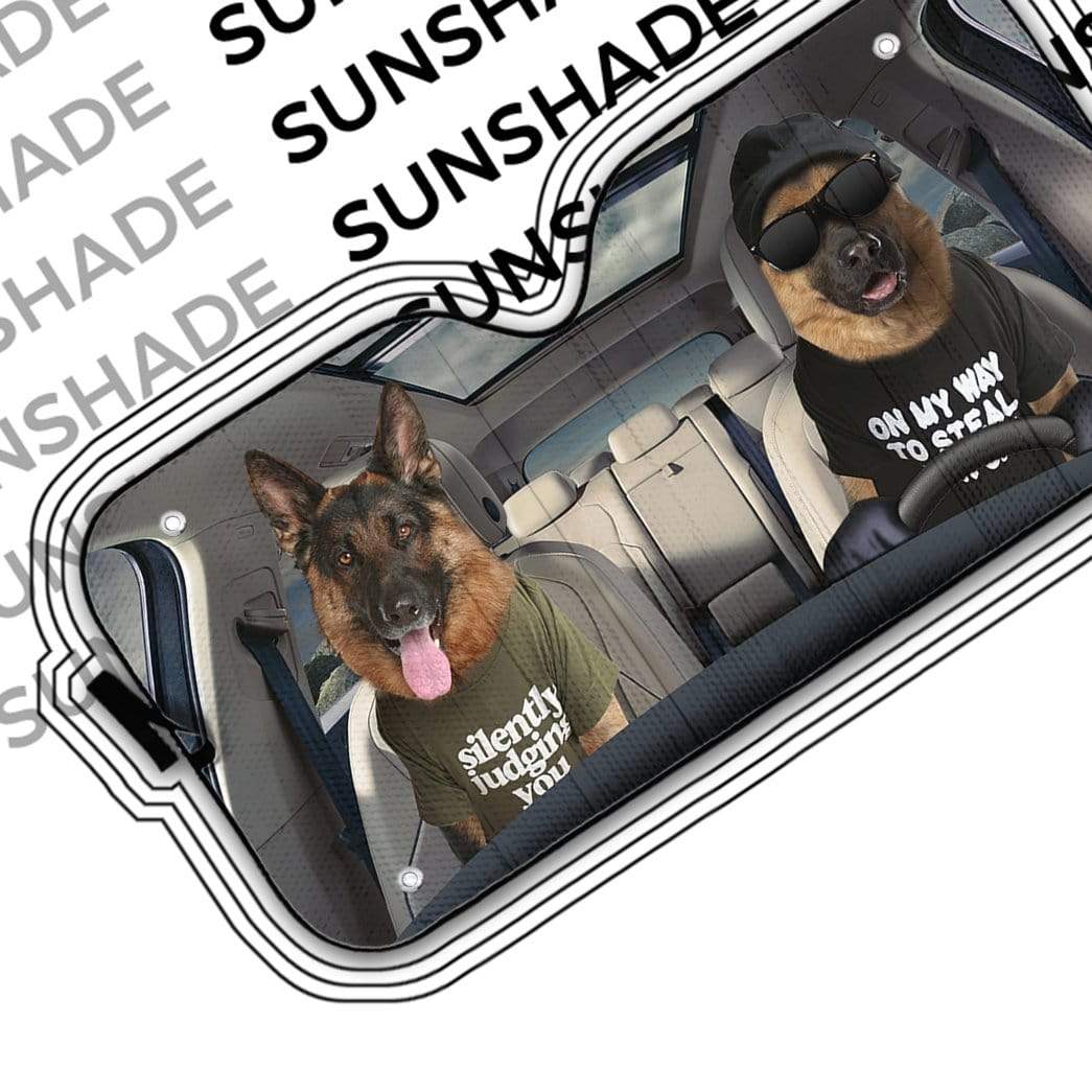 gearhumans 3D Two Cool German Shepherd Dog Custom Car Auto Sunshade GN14071 Auto Sunshade 