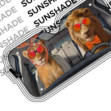 Gearhumans 3D Two Cool Lions Custom Car Auto Sunshade