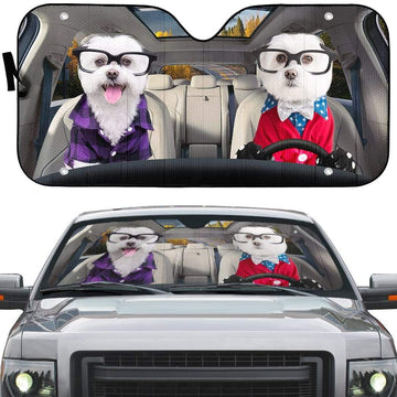 Gearhumans 3D Two Cute Terrier Dogs Custom Car Auto Sunshade