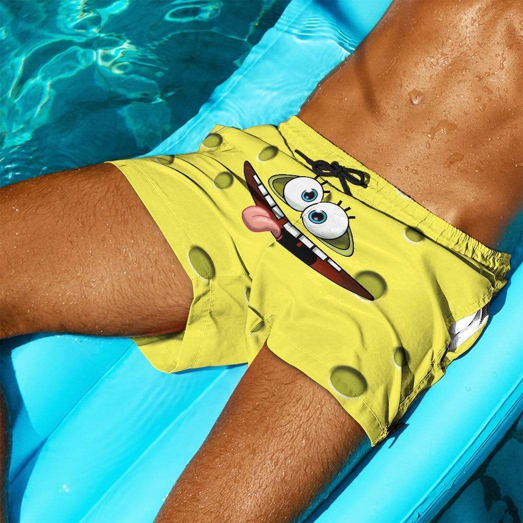 Gearhumans 3D Two Face SpongeBob SquarePants Custom Summer Beach Shorts Swim Trunks GV19067 Men Shorts 