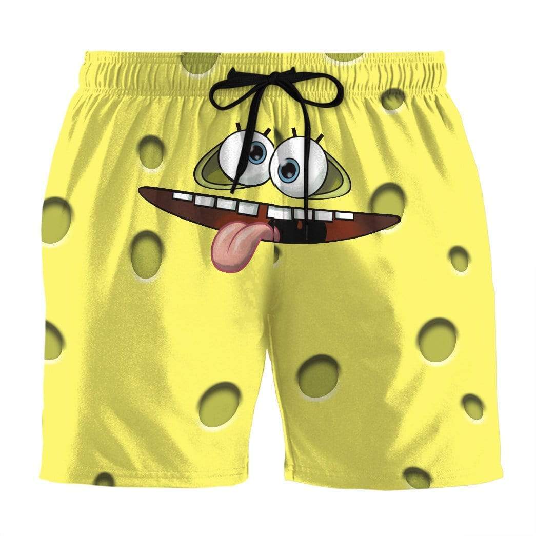 Gearhumans 3D Two Face SpongeBob SquarePants Custom Summer Beach Shorts Swim Trunks GV19067 Men Shorts Men Shorts S 