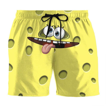Gearhumans 3D Two Face SpongeBob SquarePants Custom Summer Beach Shorts Swim Trunks
