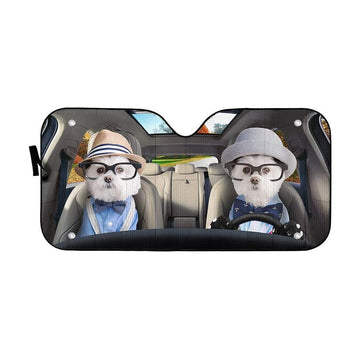 Gearhumans 3D Two Friend Soulmate Terrier Dogs Custom Car Auto Sunshade