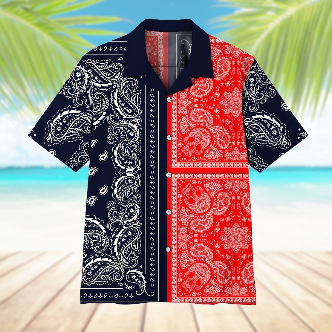 Gearhumans 3D Two Paisley Bandanas Hawaii Shirt ZK0705217 Hawai Shirt 