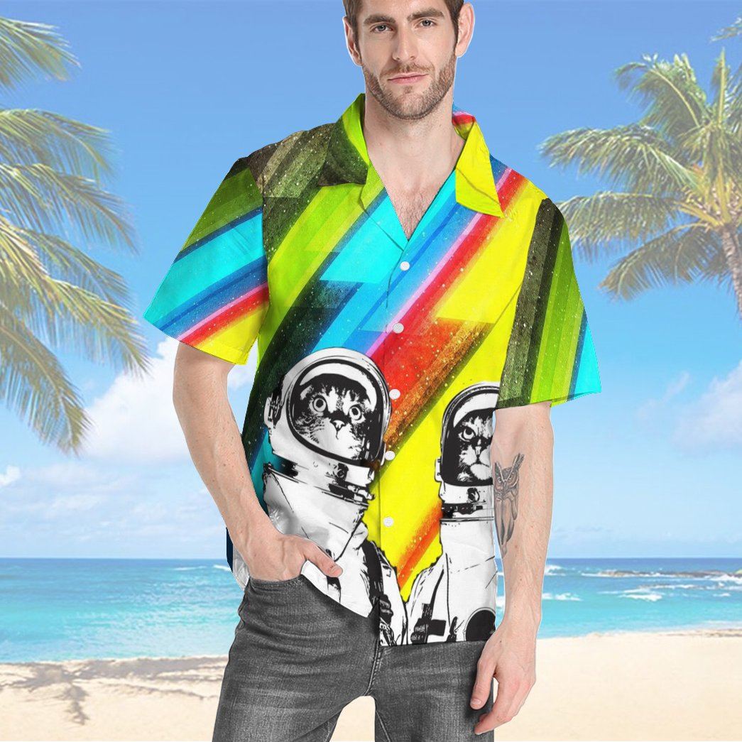 Gearhumans 3D Two Spacecats Custom Hawaii Shirt GO13052130 Hawai Shirt 