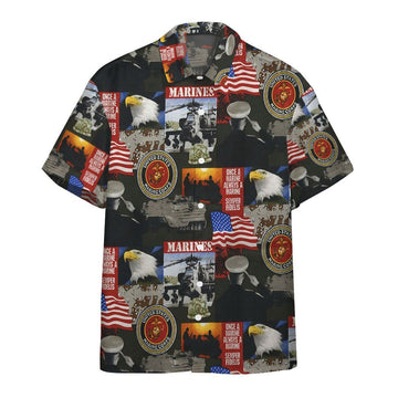 Gearhumans 3D United States of America Marines Military Custom Hawaii Shirt GO28062110 Hawai Shirt Hawai Shirt S 