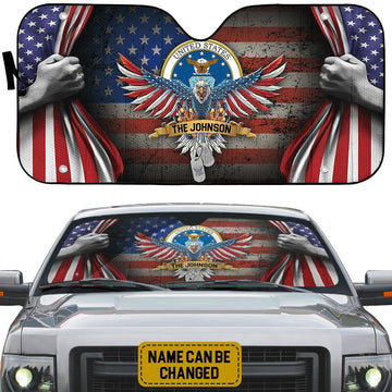 Gearhumans 3D US Air Force 4th July Custom Name Car Auto Sunshade
