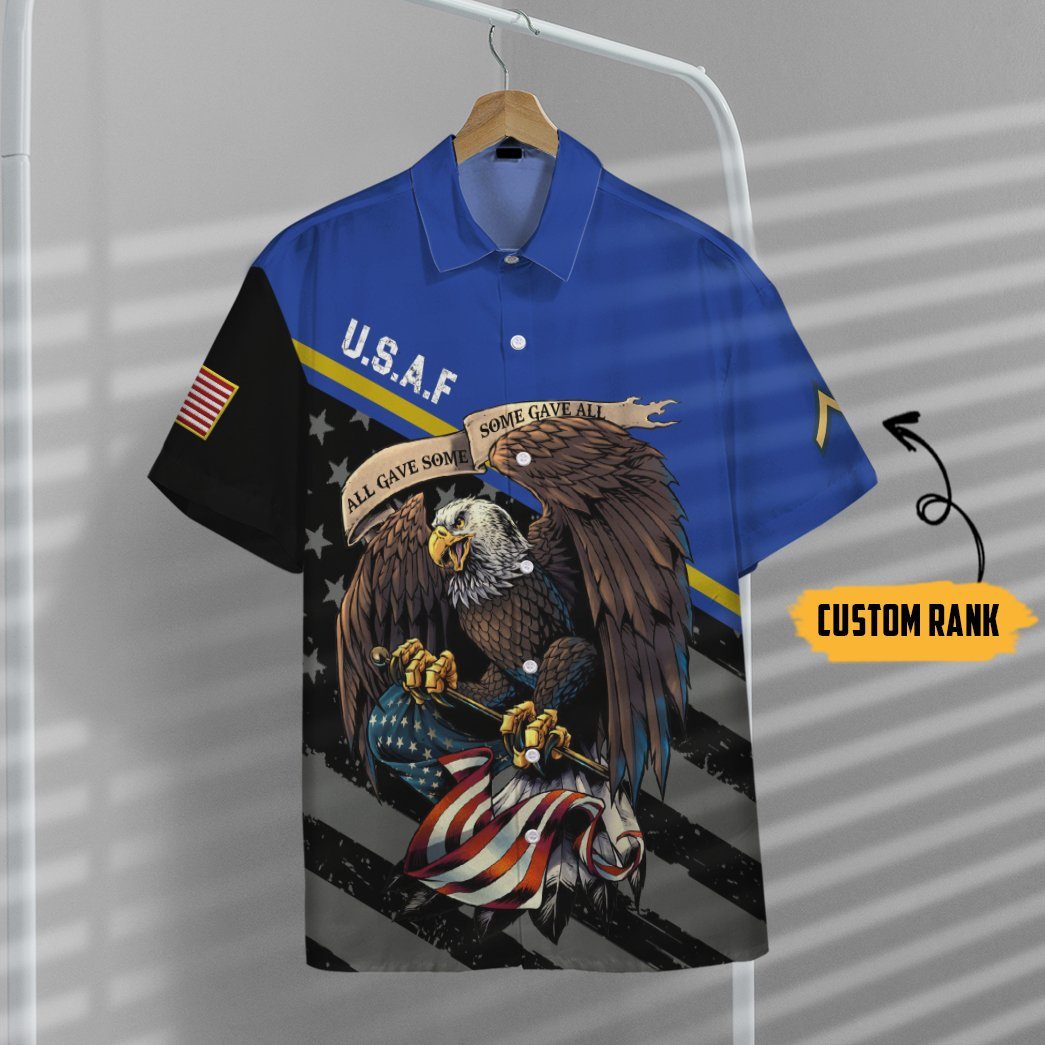 Gearhumans 3D US Air Force Veteran Custom Rank Short Sleeve Shirts GW060511 Hawai Shirt 