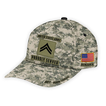 Gearhumans 3D US Army Veteran Custom Name And Custom Rank Cap GW02044 Cap Cap