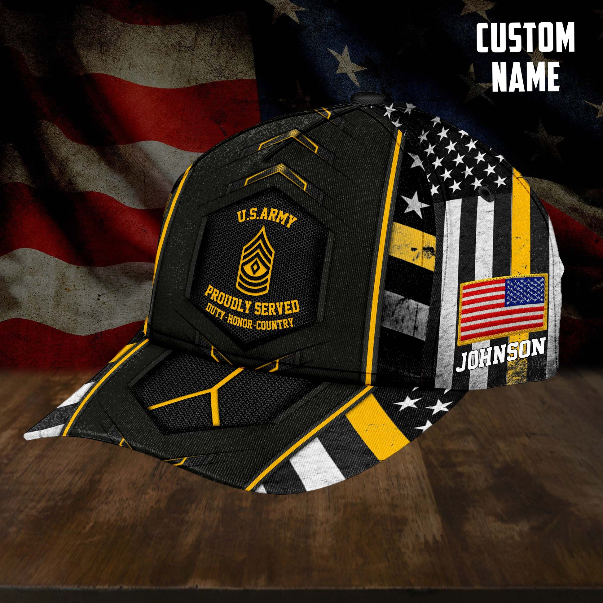 US Army Baseball Caps Honor Country, Custom Army Hats, Personalized Name and Rank Veterans,Cap for Military