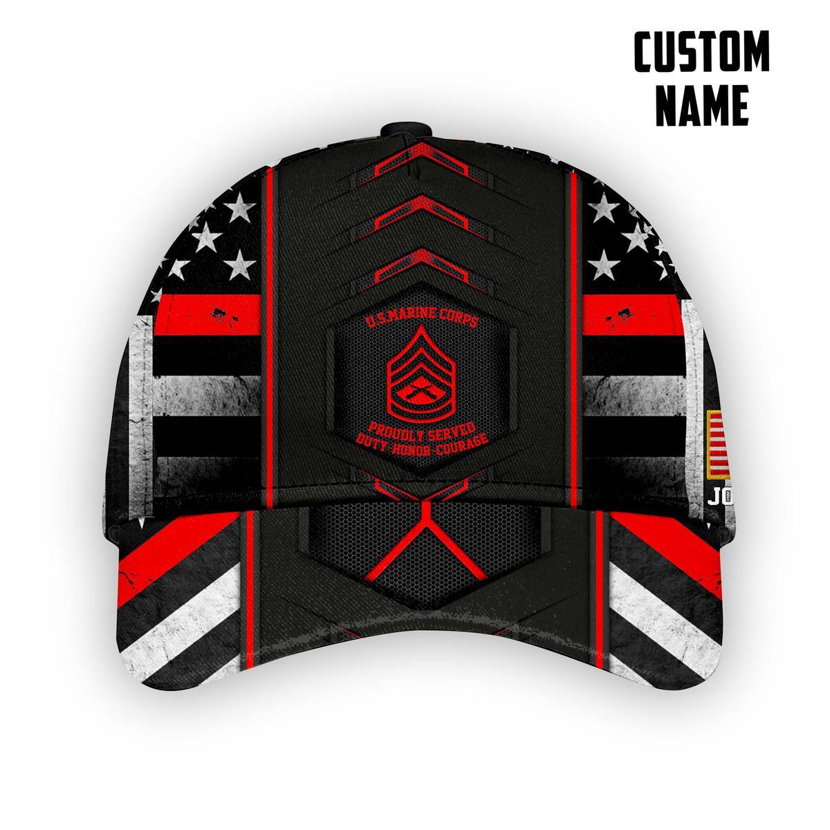 Gearhumans 3D US Marine Corps Veteran Custom Name Custom Rank Classic Cap GW1005213 Cap Cap 