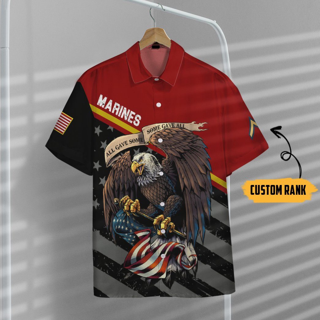 Gearhumans 3D US Marines Veteran Custom Rank Short Sleeve Shirts GW060510 Hawai Shirt 