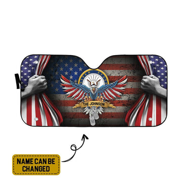 Gearhumans 3D US Navy 4th July Custom Name Car Auto Sunshade