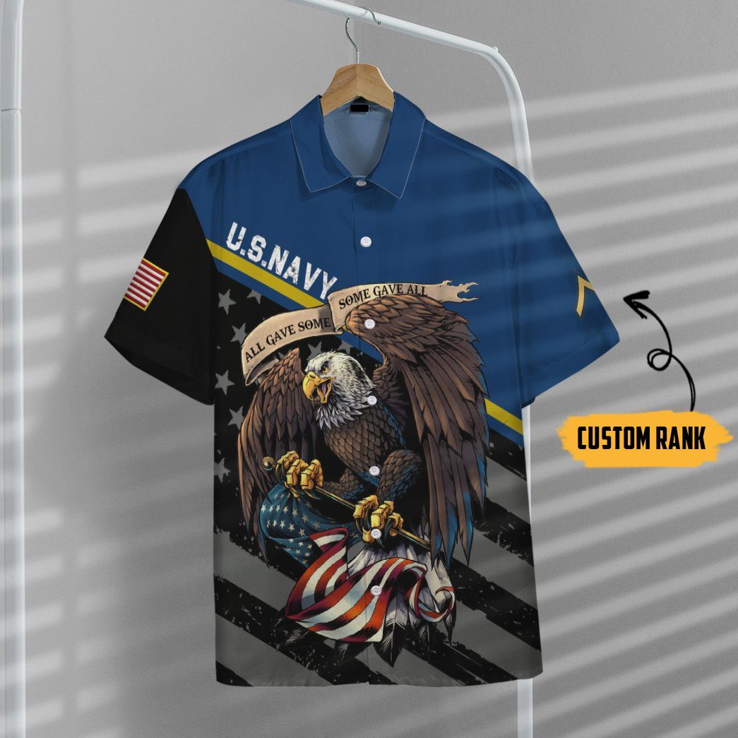Gearhumans 3D US Navy Veteran Custom Rank Short Sleeve Shirts GW060512 Hawai Shirt 