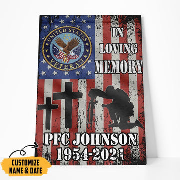 Gearhumans 3D US Veteran Memory Custom Name Custom Date Canvas