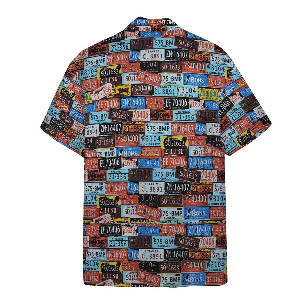 Gearhumans 3D Vintage License Plate Number Custom Hawaii Shirt