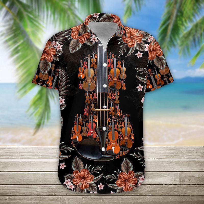 Gearhumans 3D Violin Hawaii Shirt hawaii Short Sleeve Shirt