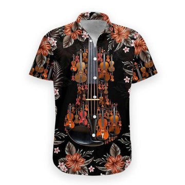 Gearhumans 3D Violin Hawaii Shirt hawaii Short Sleeve Shirt S