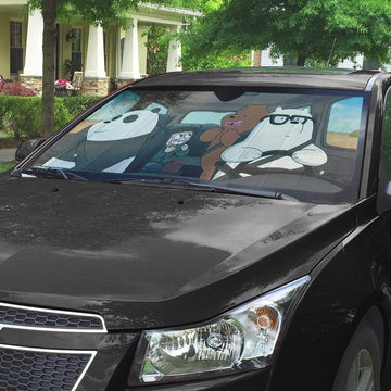 Gearhumans 3D we bare bears 2020 Happy Custom Car Auto Sunshade