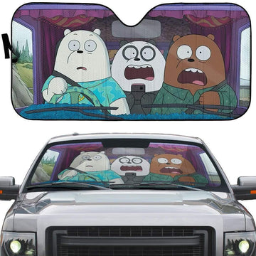 Gearhumans 3D We Bare Bears Custom Car Auto Sunshade