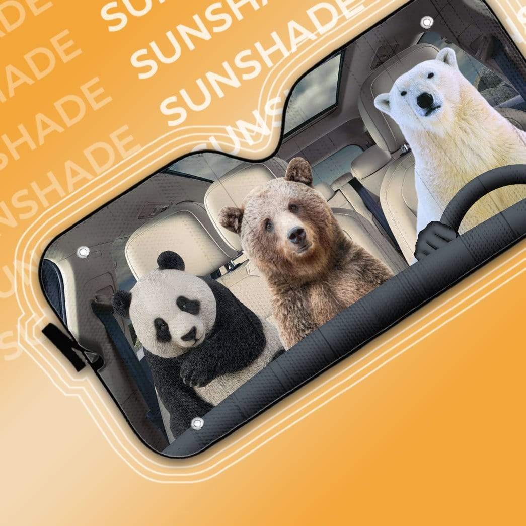 gearhumans 3D We Bare Bears Custom Car Auto Sunshade GW23063 Auto Sunshade 