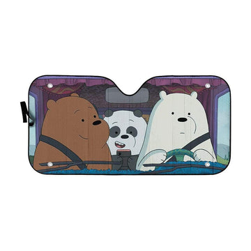 Gearhumans 3D We Bare Bears in Car Custom Car Auto Sunshade