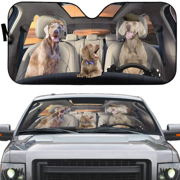 Gearhumans 3D Weimaraner Dogs Custom Car Auto Sunshade