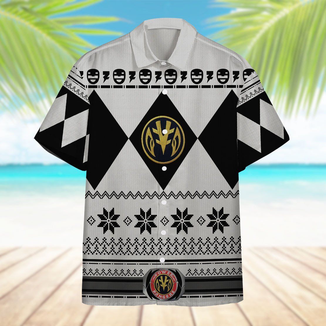 Gearhumans 3D White Power Ranger Hawaii Shirt