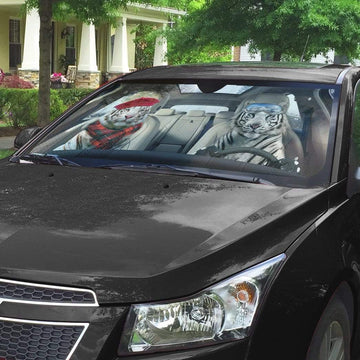 Gearhumans 3D White Tiger Custom Car Auto Sunshade