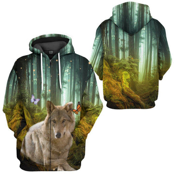 Gearhumans 3D Wolf Jungle Custom Tshirt Hoodie Apparel