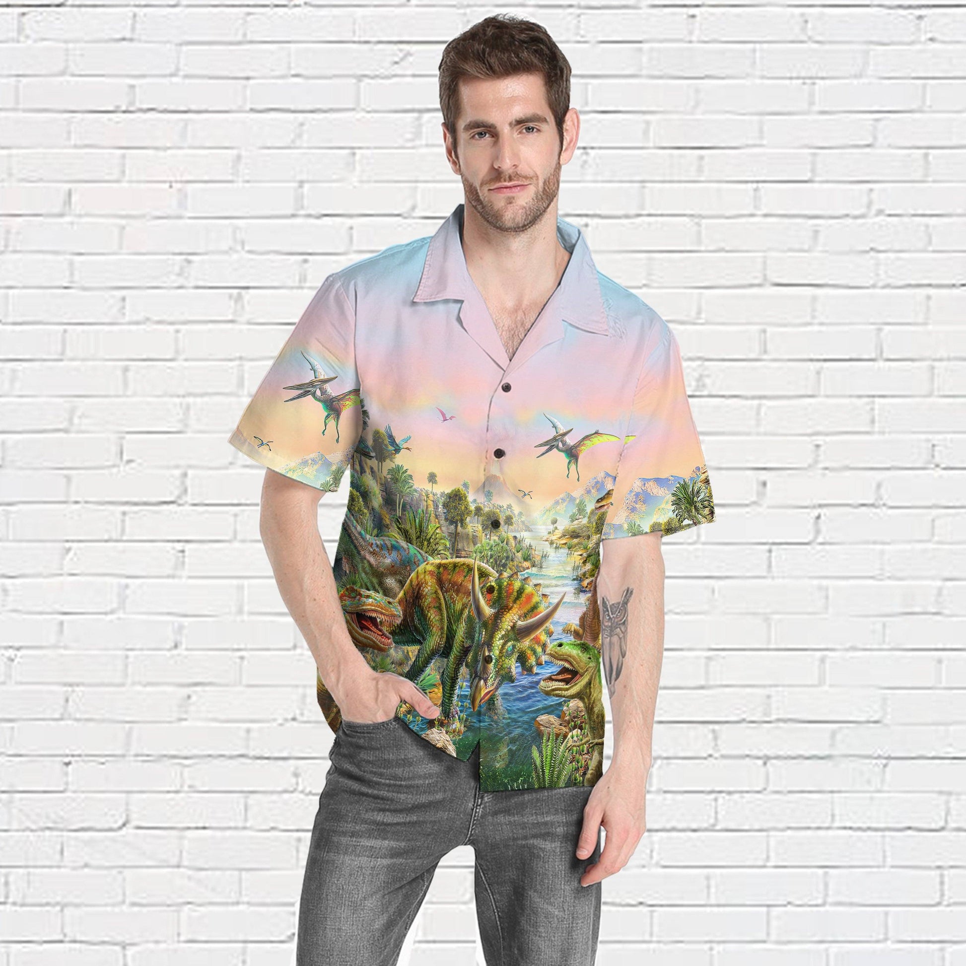 Gearhumans 3D World of Dinosaurs Custom Short Sleeve Shirt GS17062124 Hawai Shirt 
