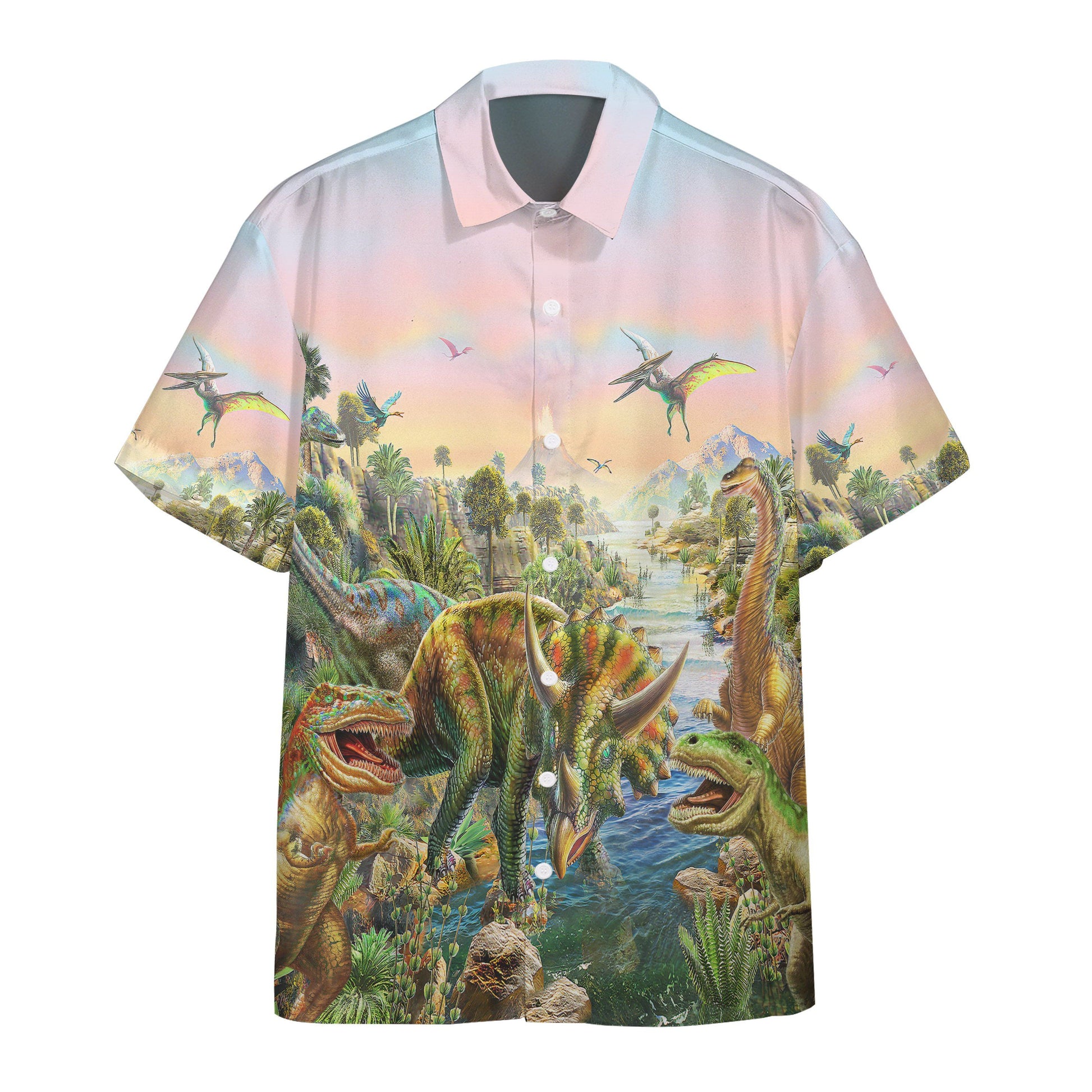 Gearhumans 3D World of Dinosaurs Custom Short Sleeve Shirt GS17062124 Hawai Shirt Hawai Shirt S 