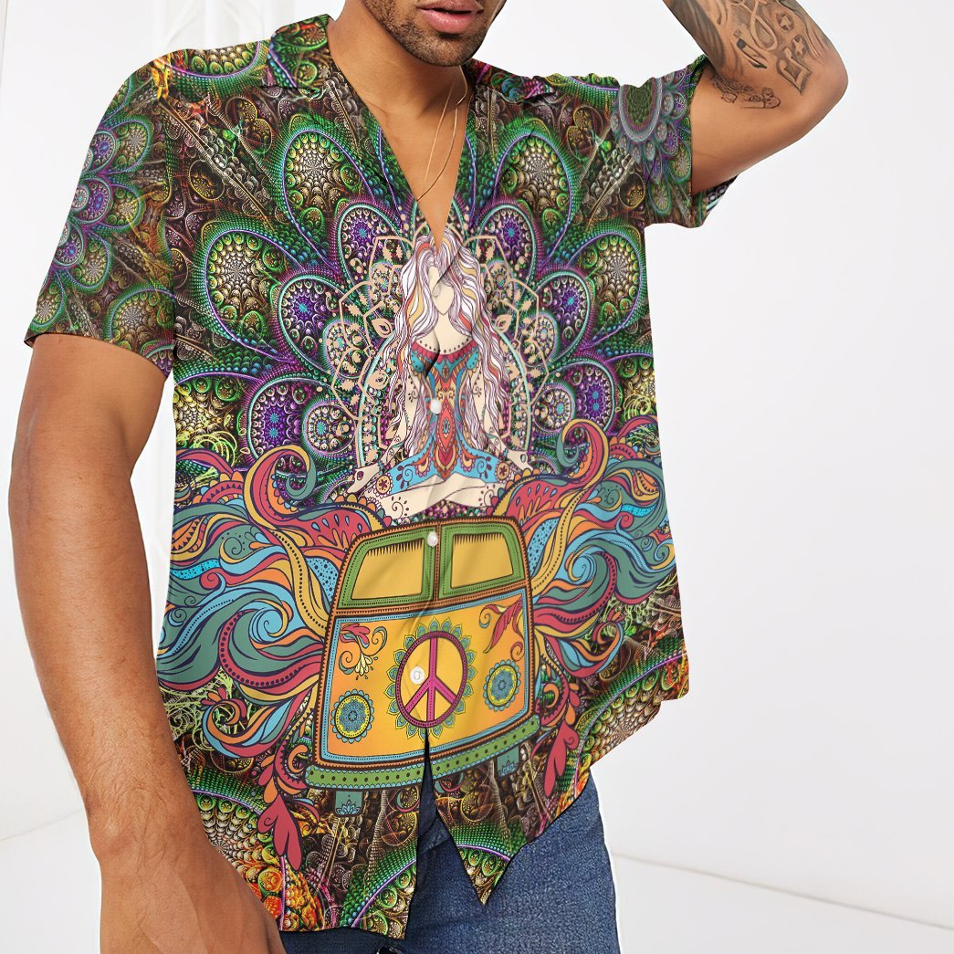 Gearhumans 3D World Of Hippie And Yoga Custom Short Sleeve Shirt GS2806212 Hawai Shirt 