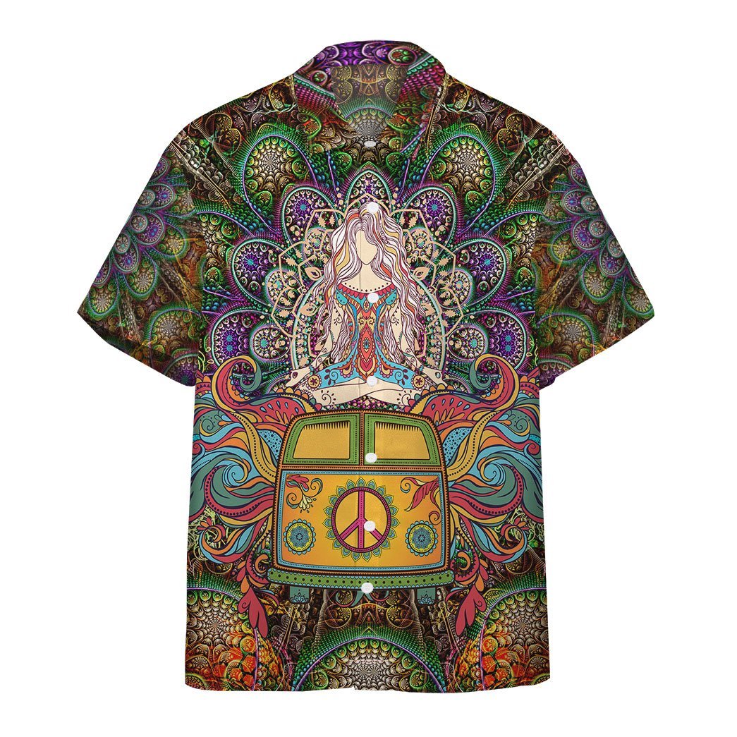 Gearhumans 3D World Of Hippie And Yoga Custom Short Sleeve Shirt GS2806212 Hawai Shirt Hawai Shirt S 