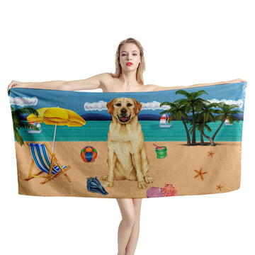 Gearhumans 3D Yellow Labrador Retriever Dog Custom Beach Towel